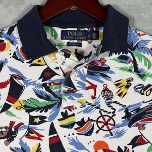 Polo Ralph Lauren Shirt Mens‎ S White Nautical Bear Classic Fit All Over Beach*